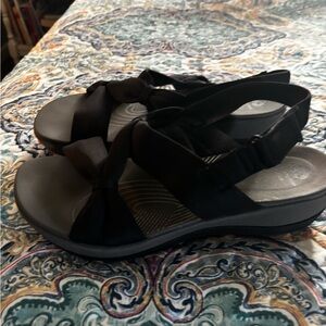 Clarks Black Women's Sandals with Bow Detail